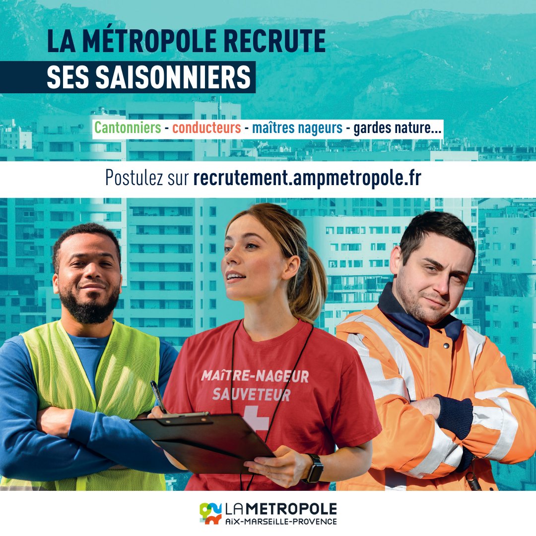 #LundiMotivation 💼 ➡️ Afin de répondre à l'augmentation d'activité durant la période estivale, la Métropole recrute 3️⃣0️⃣0️⃣ travailleurs saisonniers pour la période allant d'avril à septembre 2024. 🗓️ 👉 Agent de nettoiement à #ChâteauneufLesMartigues : recrutement.ampmetropole.fr/front-jobs-det…