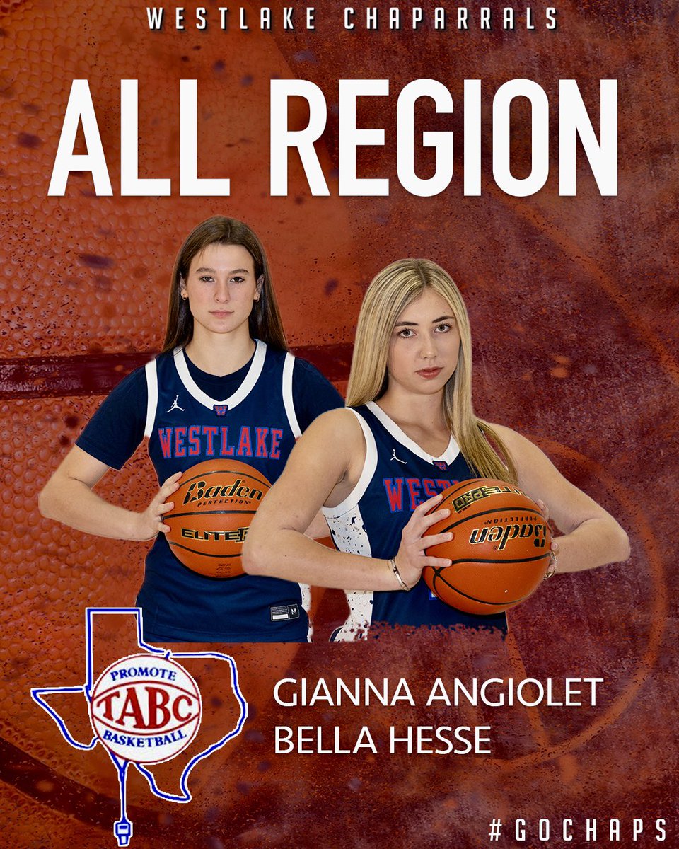 Congratulations to Gianna Angiolet and Bella Hesse on their selection to the 2024 Texas Association of Basketball Coaches All-Region Team. Together, they averaged 30 points per game, dished out 5.5 assists and 6 steals per game. #GoChaps