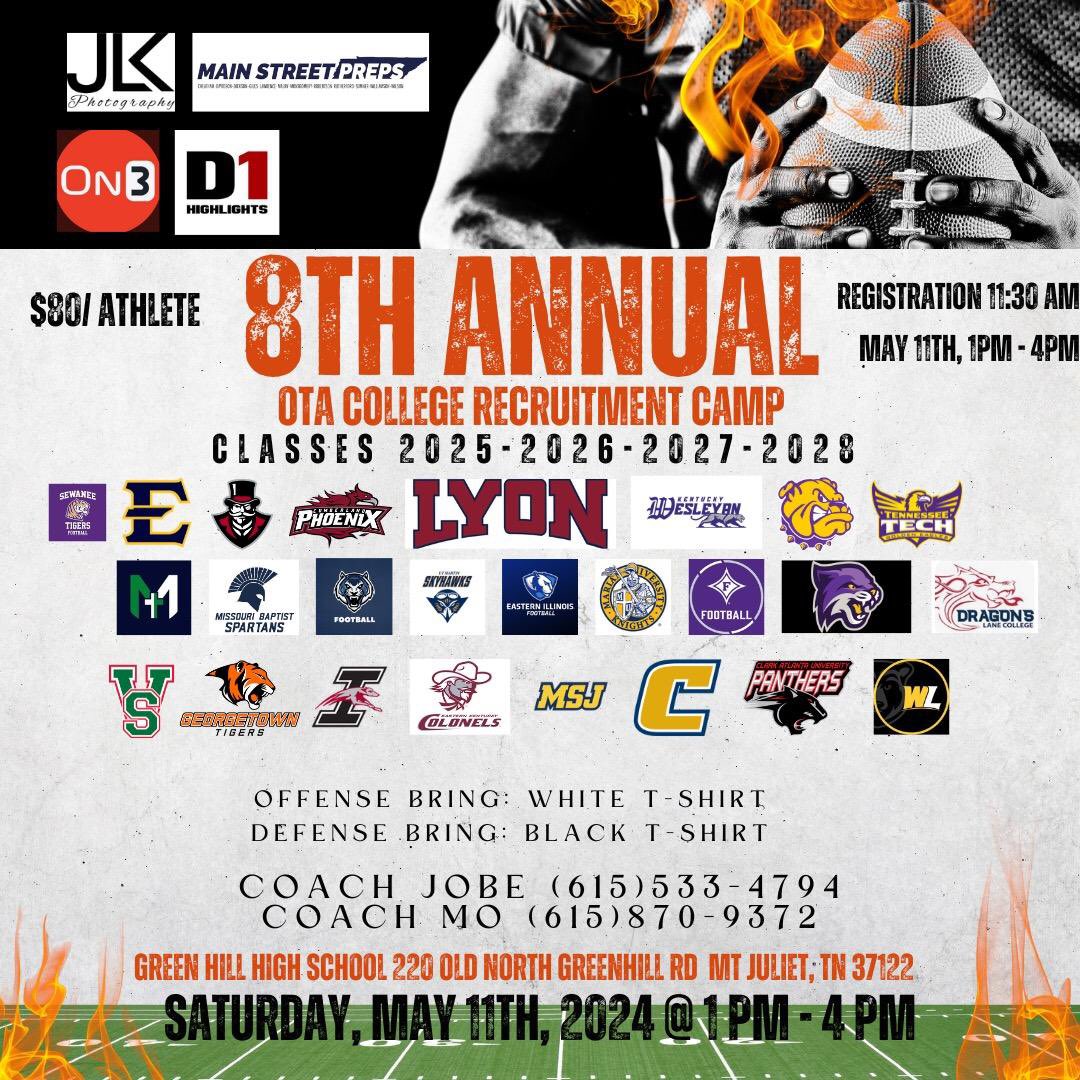 OnTopAthletics Inc📚🏈⚾️ (@ontopathletics) on Twitter photo ‼️25 and still adding Don’t miss it! One of the best camps in the Southeast Region May 11th <a href="/d1highlights/">d1highlights</a> <a href="/RN_JK808/">D1_JK808</a> <a href="/asdillon/">Adam Dillon</a> <a href="/bestXthatXists/">Xavier Smith</a> <a href="/MainStreetPreps/">Main Street Preps</a> <a href="/thompsmd23/">Coach Thompson</a> <a href="/MISTA_10/">Souff_Range 🏈⚾️🥋📊</a> <a href="/CoachSpringtym/">Heath E. Springer</a> <a href="/qbc_chattanooga/">QB Country Chattanooga</a> <a href="/QBC_Nashville/">QB Country Nashville</a> <a href="/strengthcoach34/">Beasley Elite Sports</a> <a href="/jabaridavis_VFL/">Juice Davis</a> <a href="/coachlester91/">Coach Earl Lester</a> ‼️25 and still adding Don’t miss it! One of the best camps in the Southeast Region May 11th <a href="/d1highlights/">d1highlights</a> <a href="/RN_JK808/">D1_JK808</a> <a href="/asdillon/">Adam Dillon</a> <a href="/bestXthatXists/">Xavier Smith</a> <a href="/MainStreetPreps/">Main Street Preps</a> <a href="/thompsmd23/">Coach Thompson</a> <a href="/MISTA_10/">Souff_Range 🏈⚾️🥋📊</a> <a href="/CoachSpringtym/">Heath E. Springer</a> <a href="/qbc_chattanooga/">QB Country Chattanooga</a> <a href="/QBC_Nashville/">QB Country Nashville</a> <a href="/strengthcoach34/">Beasley Elite Sports</a> <a href="/jabaridavis_VFL/">Juice Davis</a> <a href="/coachlester91/">Coach Earl Lester</a>