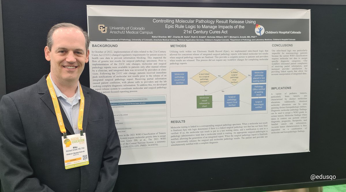 edusqo's tweet photo. @MArnold_PedPath from @ChildrensColo at #USCAP2024.
Histopathological and Molecular findings combination is essential for diagnosis, prognosis and treatment. More efficient workflow, avoiding patient confusion.
#21CC #MolPath https://t.co/mb7zugjrs4