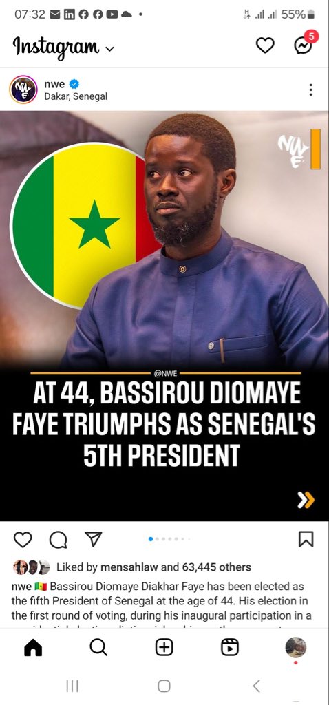 Congratulations to the new president of Senegal 🇸🇳, 44 years of age, this one sweet rough. #Senegal #SenegalElection #SenegalVote #BassirouDiomayeFaye