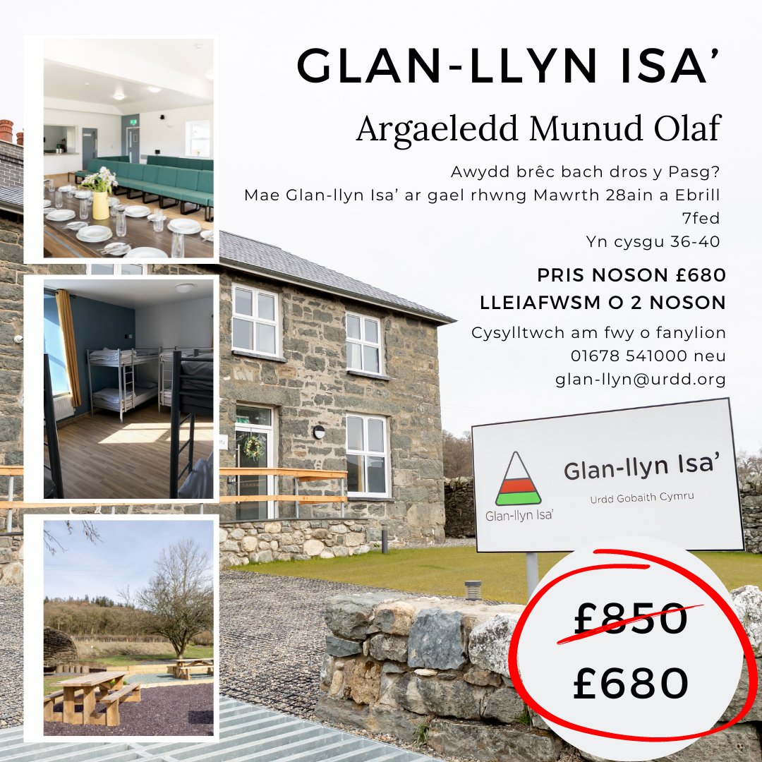 Pwy sydd awydd brêc munud olaf dros y Pasg?🤩 Who fancies a last minute break over Easter? 🙌 Cysylltwch â'r gwersyll am fwy o wybodaeth! Contact the centre for more information! 01678 541000 glan-llyn@urdd.org