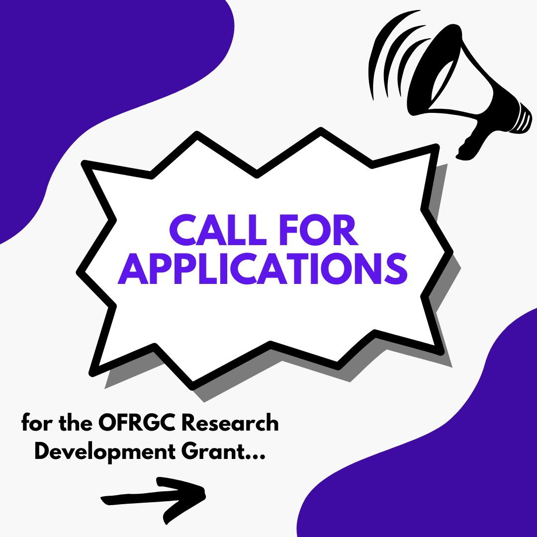 CALL FOR APPLICATIONS!
OFRGC is accepting applications for the Research Development Grant (up to $2500) to be awarded to: 1 Bachelor’s Student, 1 Master’s Students, 1 Ph.D. Student, 1 Contingent Faculty, and 1 Tenure-Track/Tenured Faculty.
Apply at tinyurl.com/3kxryems