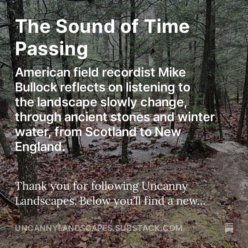 Newsletter out now from Uncanny Landscapes. Writing by @ears_in_space on listening across oceans, creeks and centuries. Check the biographical for linkage!