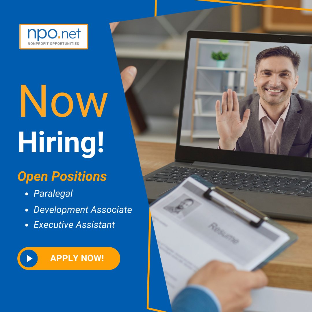 The next step in your career could be a few clicks away! Many non-profit organizations are hiring right now across multiple positions. Begin your search at careers.npo.net. Apply today!