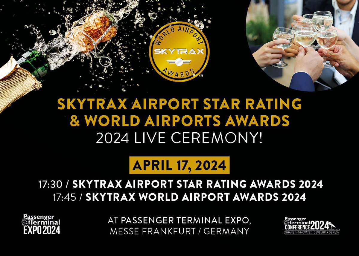 Be our guest at the prestigious Skytrax World Airport Awards – taking place April 17, 📍 #PTExpoConf! Entrance included within your exhibition or conference pass. Get your FREE FastTrack expo pass: bit.ly/49Qf1Nd