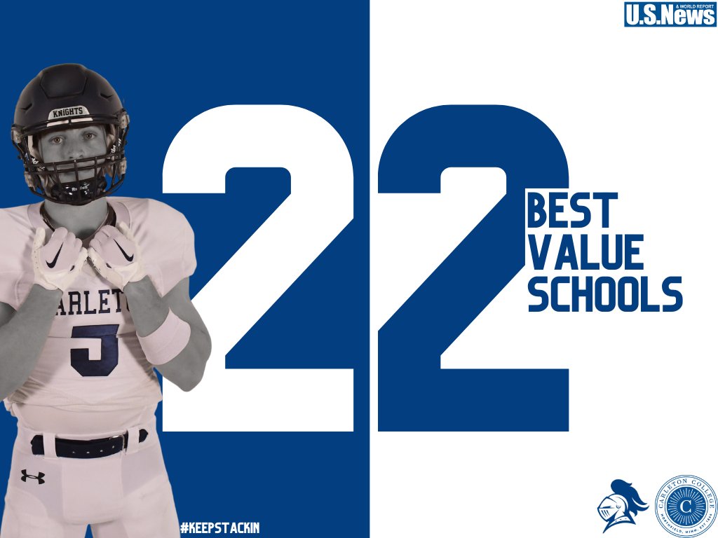 Carleton was ranked the #22 best value school in the country by US News! The ranking is based off of academic quality relative to average cost. usnews.com/best-colleges/… #KeepStackin
