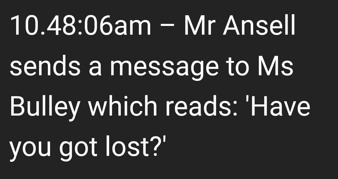 Why would he ask that? My first text would be where the F... Are you?? I'm worried call me ASAP. Not r you lost? Why would he think she'd b lost? Was she expected to hide or run? #NicolaBulley  #WeWantAnswers