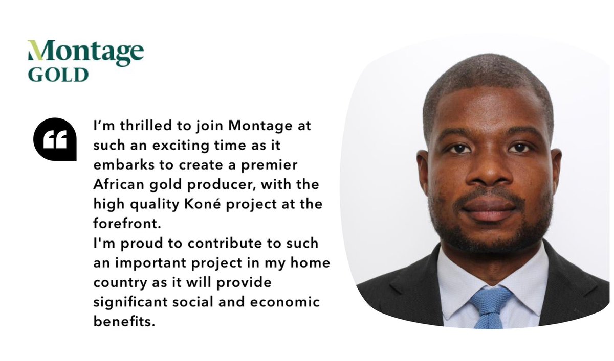 Montage Gold (@montagegoldcorp) on Twitter photo Montage Gold is pleased to announce the appointment of Constant Tia to the position of Chief Financial Officer. He most recently served as regional CFO at <a href="/kinrossgold/">Kinross Gold</a> , overseeing several regions including Africa
Full news release here👉lnkd.in/ebXkEu8g Montage Gold is pleased to announce the appointment of Constant Tia to the position of Chief Financial Officer. He most recently served as regional CFO at <a href="/kinrossgold/">Kinross Gold</a> , overseeing several regions including Africa
Full news release here👉lnkd.in/ebXkEu8g