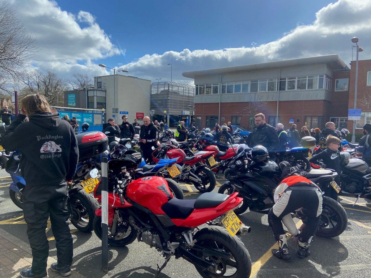 Thank you to York MAG & Strawberry fields cafe, who organised a fantastic motorcycle ‘Egg Run’ to York Hospital yesterday! Over 100 bikes rode to help to deliver nearly 400 Easter eggs for the Children’s Ward at the hospital. Thank you to everyone involved!