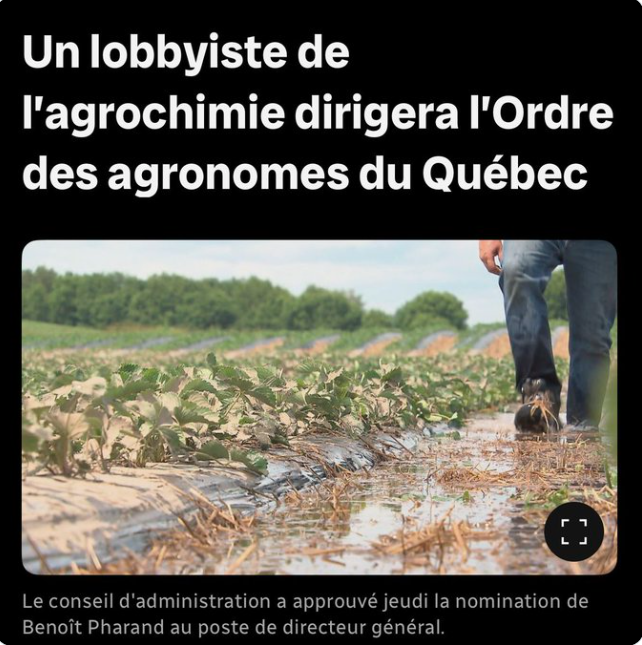 Vigilance OGM - Québec (@vigilogm) on Twitter photo C’est quoi les prochaines étapes ?
UnE ministre de l’agriculture de Bayer ?
UnE ministre de la santé d’Imperial Tobacco ?
UnE ministre de l’environnement d’Exxon Mobil ?
…..
ici.radio-canada.ca/nouvelle/20590…
#polqc <a href="/coalitionavenir/">Coalition Avenir Québec</a> <a href="/agronomesQc/">Ordre des agronomes</a> <a href="/mapaquebec/">MAPAQ</a> C’est quoi les prochaines étapes ?
UnE ministre de l’agriculture de Bayer ?
UnE ministre de la santé d’Imperial Tobacco ?
UnE ministre de l’environnement d’Exxon Mobil ?
…..
ici.radio-canada.ca/nouvelle/20590…
#polqc <a href="/coalitionavenir/">Coalition Avenir Québec</a> <a href="/agronomesQc/">Ordre des agronomes</a> <a href="/mapaquebec/">MAPAQ</a>