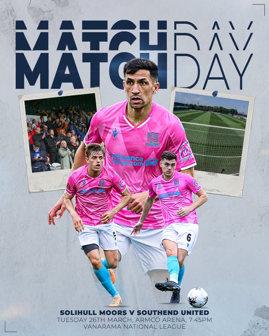 Matchday vs Solihull Moors - ARMCO Arena, kick-off 7:45pm, Vanarama National League.