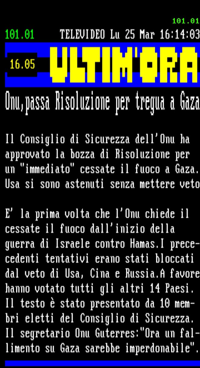 Uno spiraglio di lucidità... era l'ora! Onu, passa Risoluzione per tregua a #Gaza