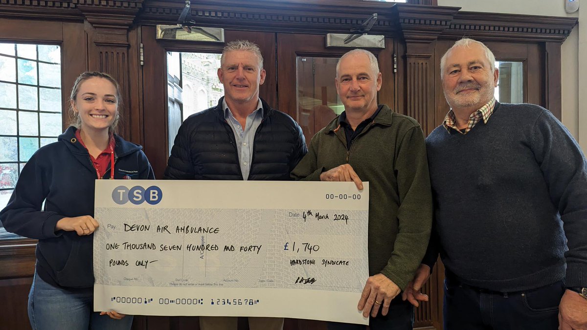 Huge thanks to the Hardstone Syndicate, for kindly raising money for Devon Air Ambulance with an auction and raffle during a meal at the Bedford Hotel, Tavistock.

It is only due to the generosity of those within the community that we can continue to respond to those who need us!