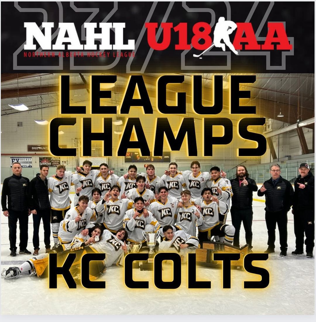 🏆 LEAGUE CHAMPIONS 🏆 Congrats to the U18AA KC Colts who won the NAHL U18AA Championship last night!! Later this week they head to Provincials in Whitecourt AB. #LetsGoKC