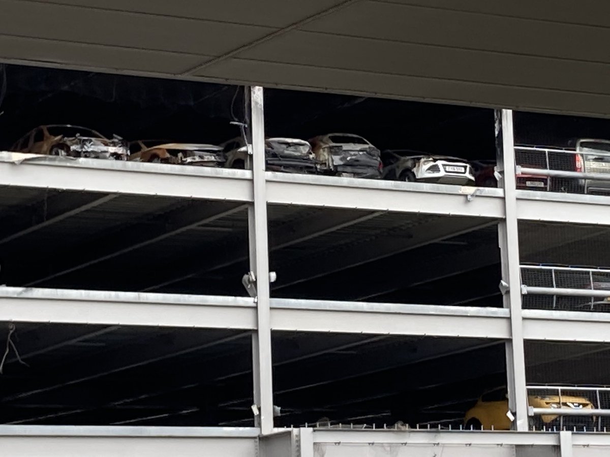 I don’t think I’d quite appreciated the level of damage to the multi-storey car park at #LutonAirport (having my flight home cancelled because of the fire there last October was trouble enough). Pity the drivers whose cars are still in there…