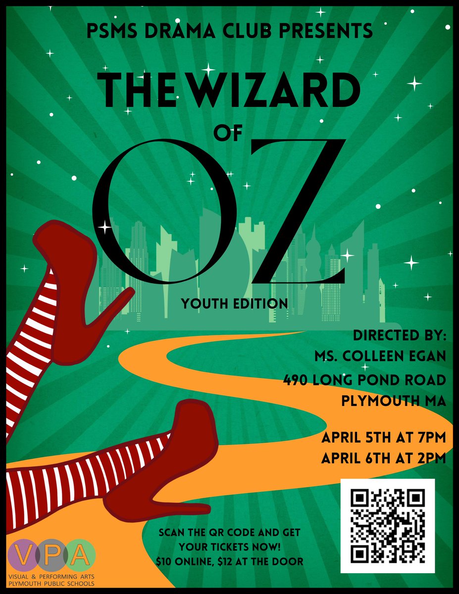 Plymouth Public Schools (@plymouthsch) on Twitter photo Reserve your tickets for Plymouth South Middle School's production of The Wizard of Oz! 👠🌈🪄 There will be two shows on Fri., 4/5 at 7:00 PM and Sat., 4/6 at 2:00 PM in the PAC at Plymouth South High School. Click the link to purchase: onthestage.tickets/show/plymouth-… <a href="/Principal4PSMS/">Joseph Murphy</a> Reserve your tickets for Plymouth South Middle School's production of The Wizard of Oz! 👠🌈🪄 There will be two shows on Fri., 4/5 at 7:00 PM and Sat., 4/6 at 2:00 PM in the PAC at Plymouth South High School. Click the link to purchase: onthestage.tickets/show/plymouth-… <a href="/Principal4PSMS/">Joseph Murphy</a>