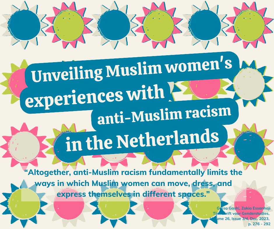 📝Read about experiences of structural, disciplinary, hegemonic and everyday anti-muslim racism experienced by veiling and unveiling practices of Muslim women in the Netherlands in the article by Gresa Gashi and Zakia Essanhaji. ➡️Open access below: doi.org/10.5117/TVGN20… #TvGs