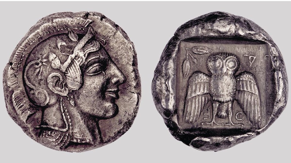 #OwlishMonday #MythologyMonday #Archaeology Decadrachm from Athens, 465 BC. In Numismatic Museum