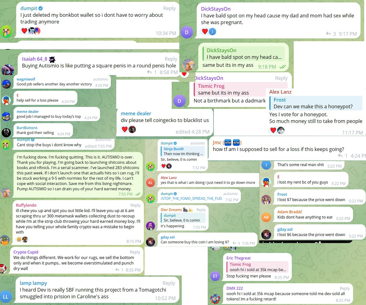 Vibe is immaculate. 400+ autists on the telegram. 🔥 

Join here: t.me/autismio