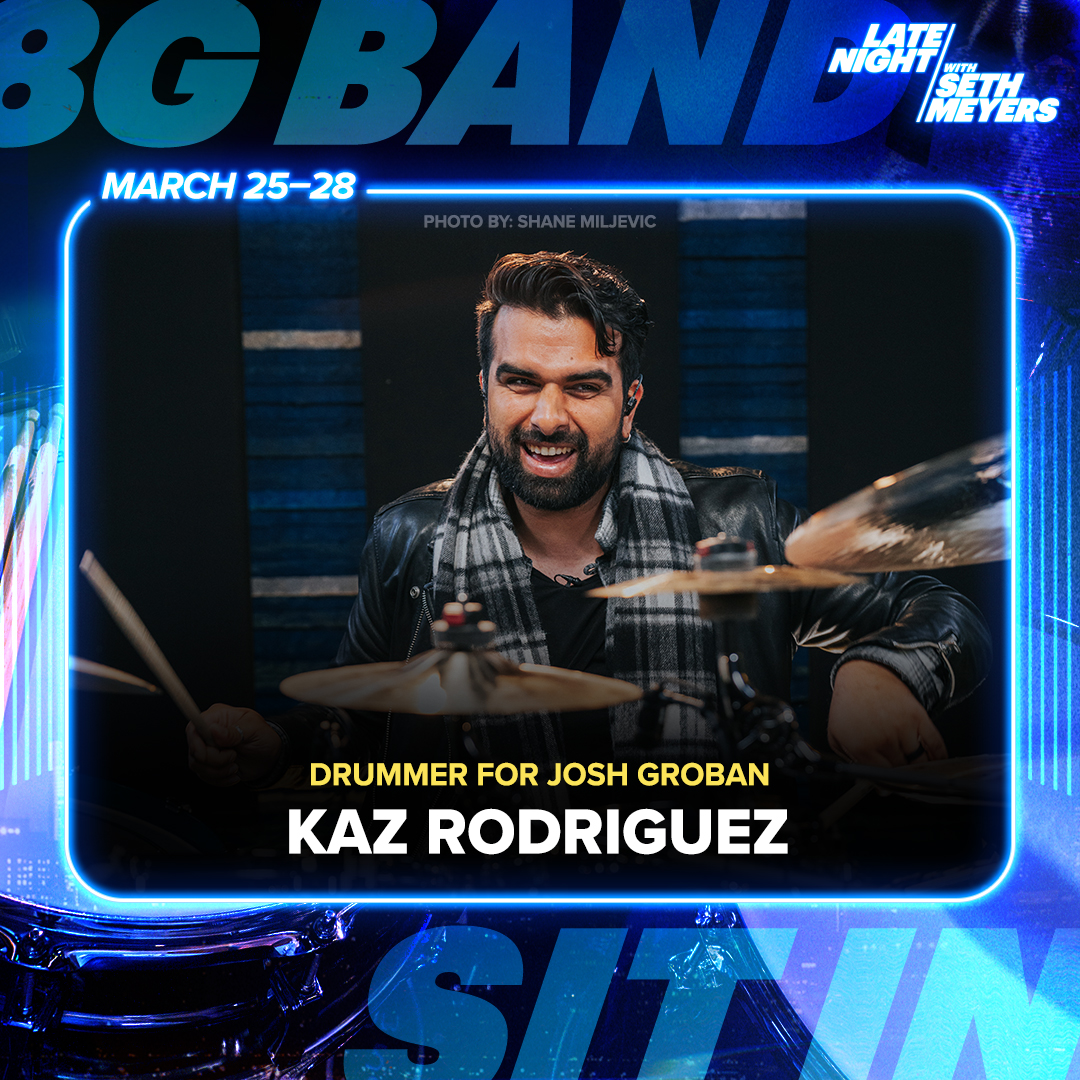 All this week, Kaz Rodriguez (<a href="/1Kaz2/">Kaz Rodriguez</a>), drummer for <a href="/joshgroban/">josh groban</a>, sits in with the 8G Band!