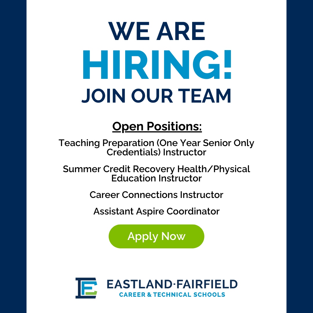 📣 Join Our Team! 📣 We have exciting opportunities for passionate educators! Ready to inspire the next generation? Apply today: eastland-fairfield.com/page/job-openi… #YourFutureOurFocus