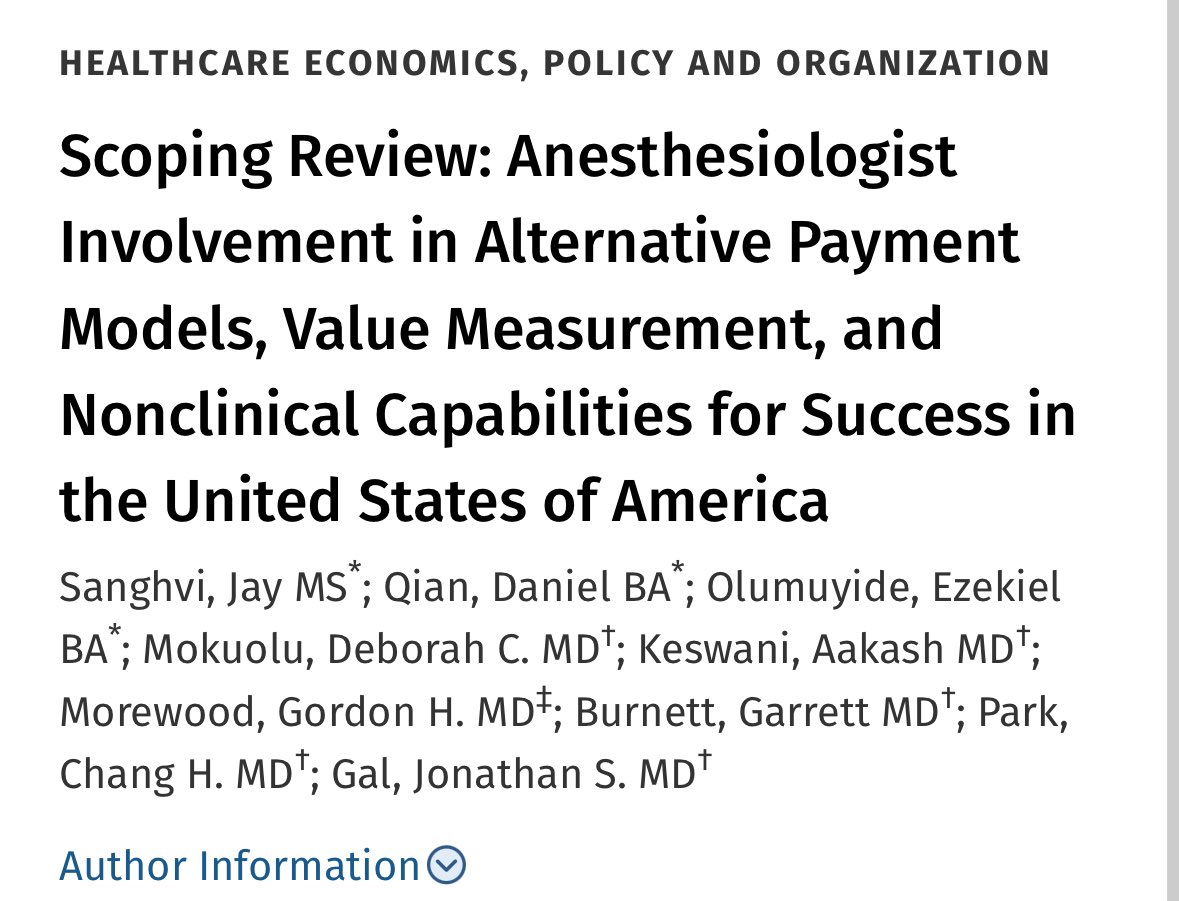 Excited to share our new Healthcare Economics publication in Anesth Analg.