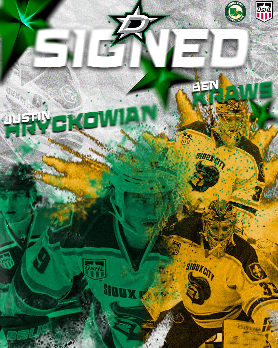 We always knew Ritzy and Kraws were Stars ⭐️

Congrats to former Musketeers, Justin Hryckowian and Ben Kraws on signing with the @dallasstars 
#ForeverAMusketeer | #USHL | #SiouxCity