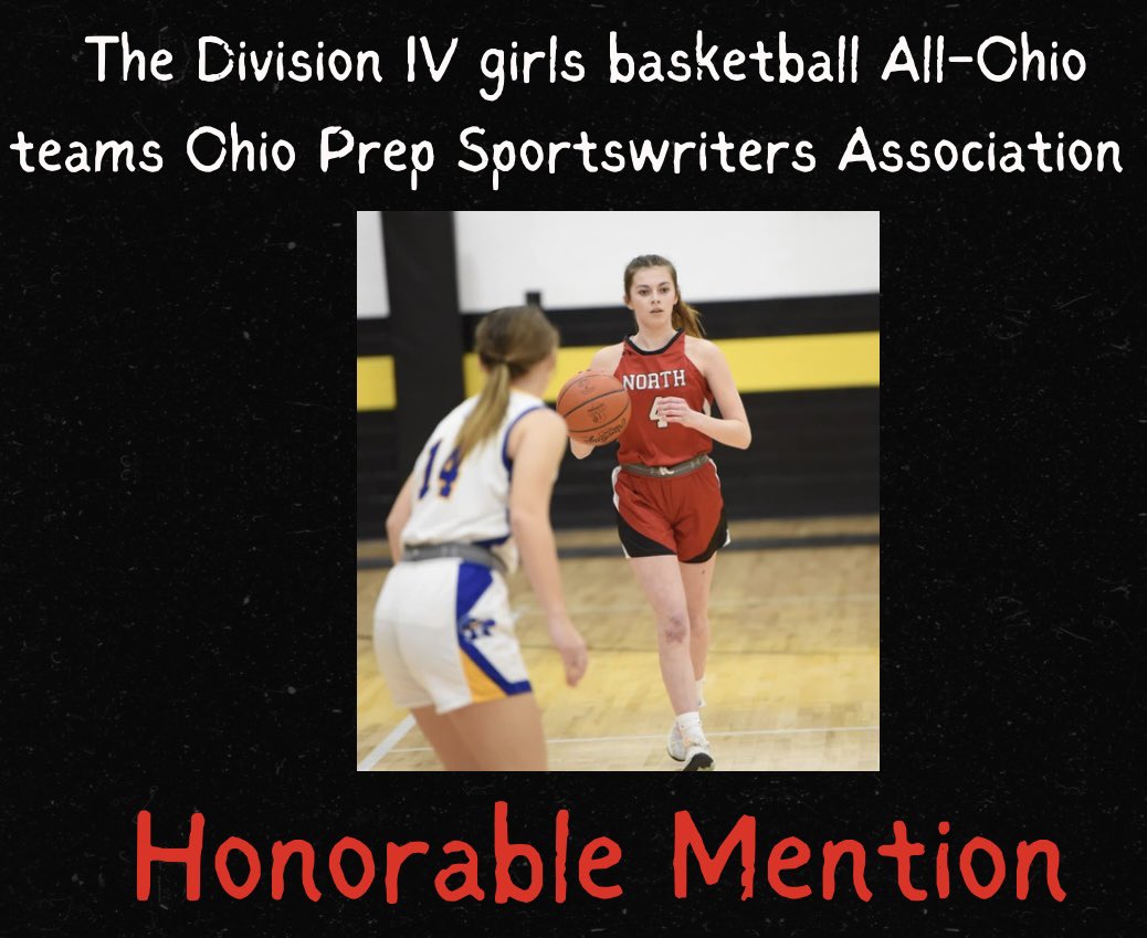 Congrats to <a href="/Bellalynn00004/">Bella Cherry</a>  for being selected Division 4~Honorable Mention All- Ohio- for OPSWA! 🏀 🐾 <a href="/TCN_Athletics/">TCN PANTHERS</a>