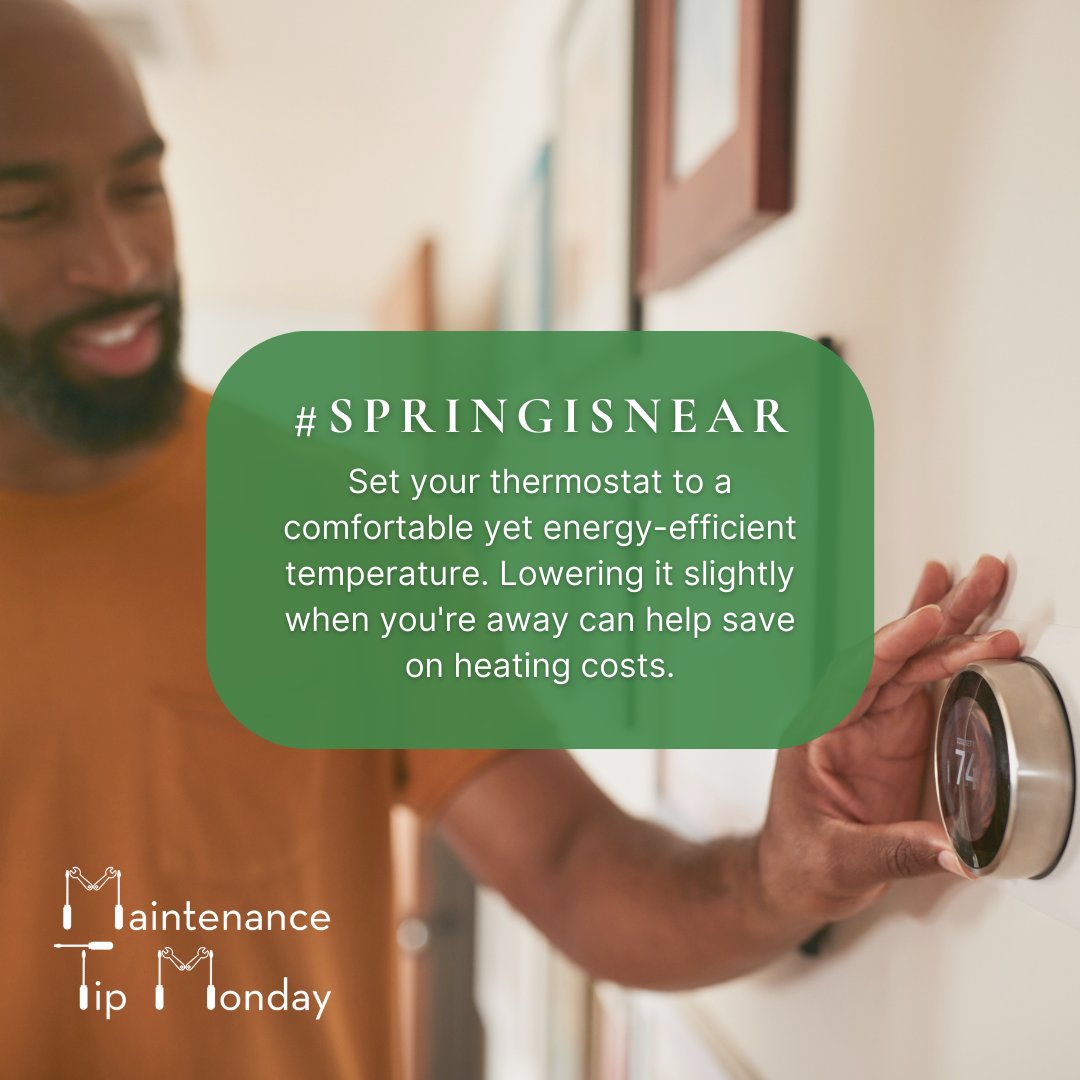 🔧 Maintenance Tip Monday! What's your go-to temperature for maximum comfort and energy savings during the spring? Don't forget to adjust your thermostat for spring energy savings! #NashvilleApartments #skyhousenashville #MaintenanceTip #EnergySavings #ApartmentLiving