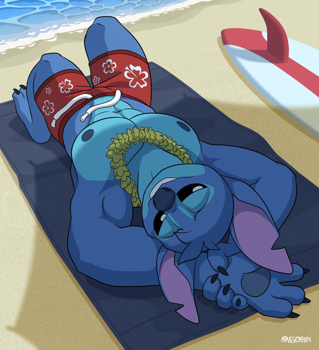 He caught you peeking and decided to give you some playful looks. He hopes you're enjoying the view~

- Spicy alt can be found on my AD!

#fanart #stitch #LiloAndStitch #furryart #furryartwork #furrycommunity #furryfandom