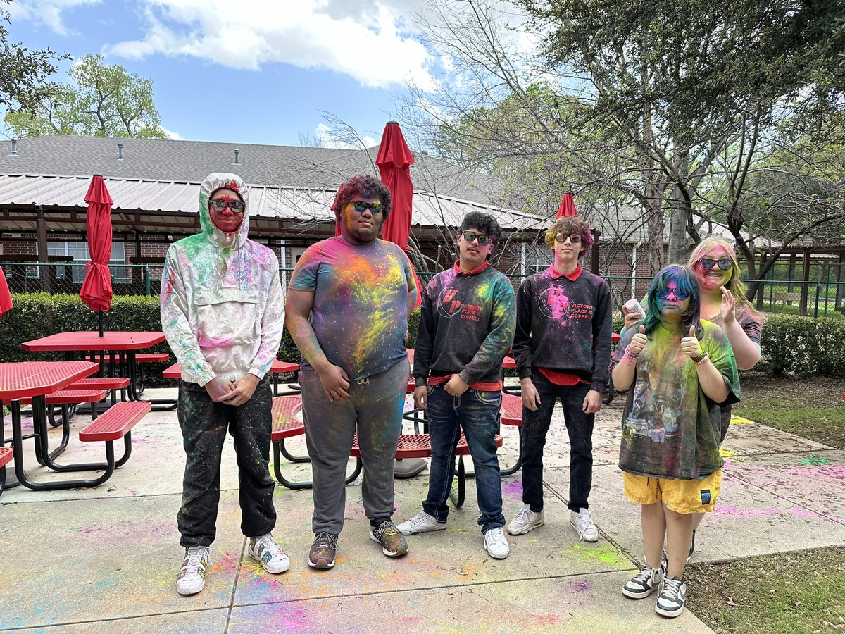 Today learners in #TurningPoint learned about #Holi2024 and then threw colored powders at each other! Thank you to @coppellisdef for funding my Cultivating Cultures grant that allows us to showcase and learn about different cultures and their holidays. @VPCCoppell #CISDESLBIL