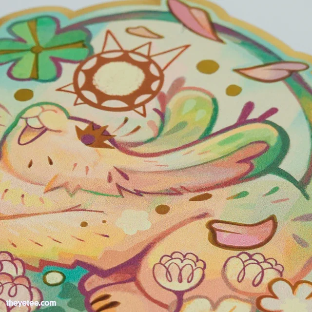 Get a taste of Stickermoon with this month's bonus jumbo sticker! This standalone sticker is designed by artist  with gold foil details and is available now thru March 31st!  