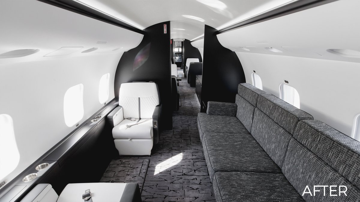 Transforming this Global Express to reflect the owner's sophisticated personal style 🛩 Still one of our favorite projects to date! #vipcompletions #beforeandafter #bombardier #globalexpress #luxury #luxurylifestyle #firstclasstravel #jetdesign #jetinteriors #businessaviation