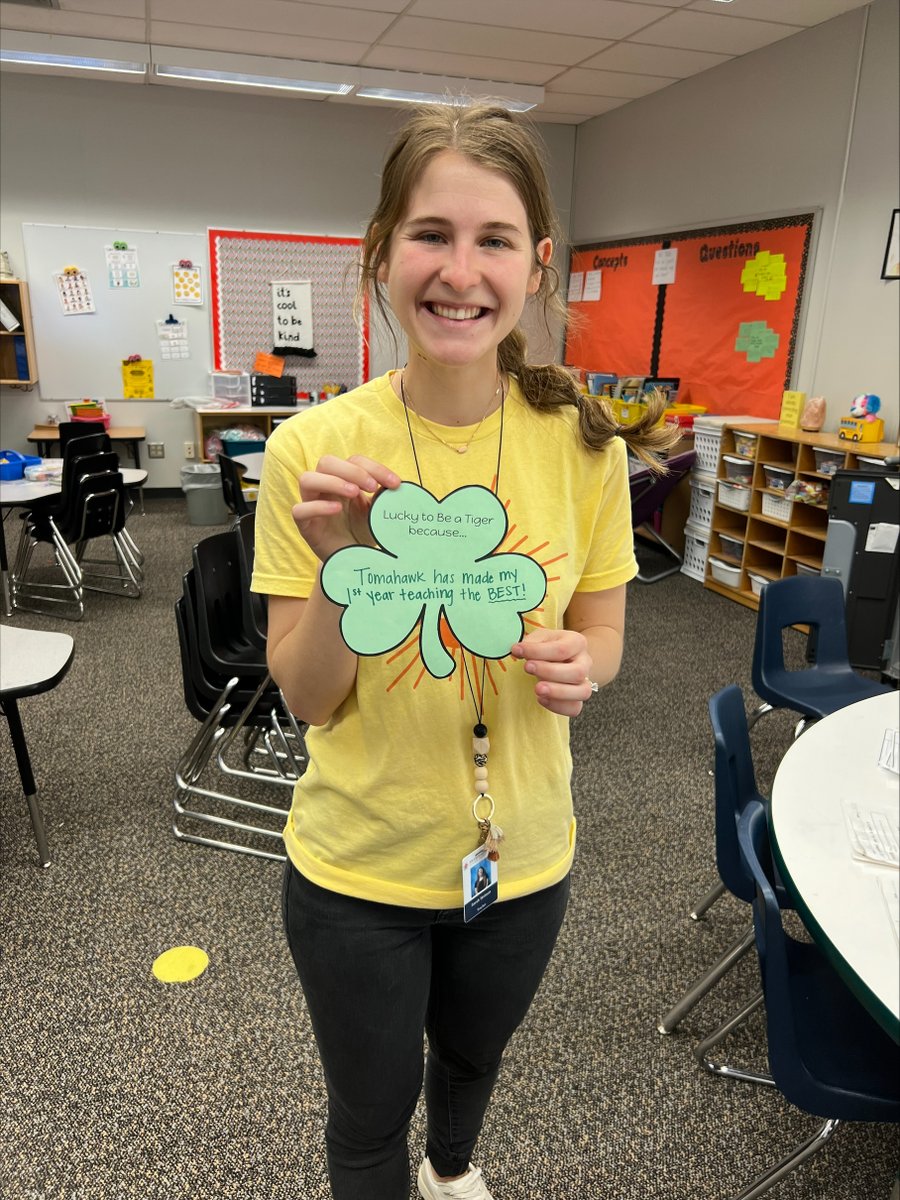 One of our fantastic rookie teachers, Mrs. Huslig, feels #LuckytobeaTiger because Tomahawk has been such a great place to be for her first year of teaching!