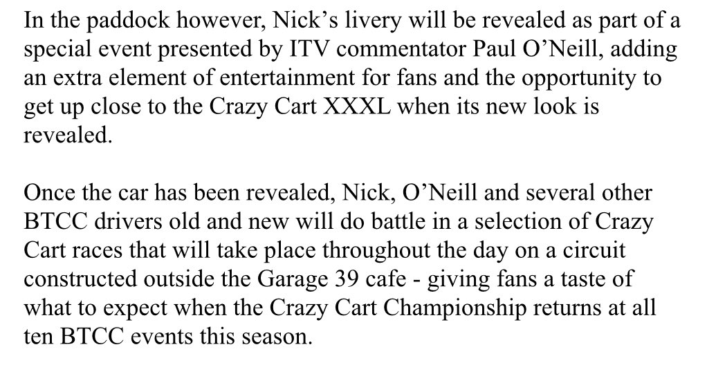 Saturday should be fun!

Come and join the fun <a href="/DoningtonParkUK/">Donington Park</a> as <a href="/nik/">Nick Halstead</a> reveals his 2024 livery and a few of us have a bash on the Crazy Karts!

It’ll be good to see some good friends at the <a href="/CTCRC/">ctcrc</a> weekend too! 🫡🏆🙏