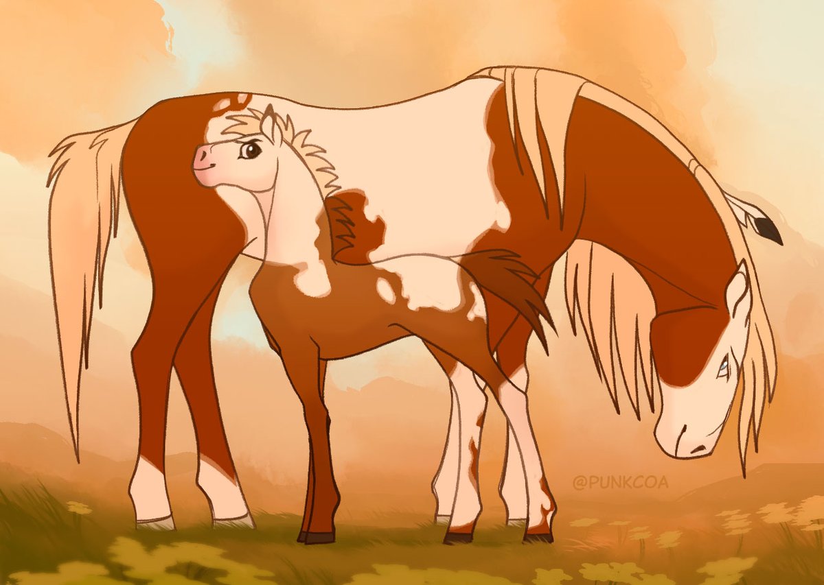 CoaPunk's tweet image. Matching coats 🐎🧡 Quick Rain fanart with my fanmade foal