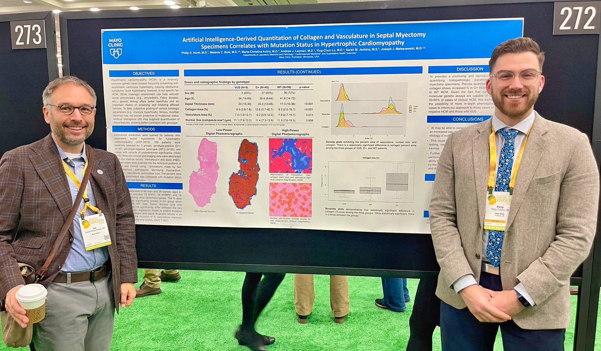 Busy morning! Had a great time discussing our use of AI to identify patients that may be at a greater risk of having underlying genetic causes of hypertrophic cardiomyopathy. Round 2 tomorrow! #USCAP2024