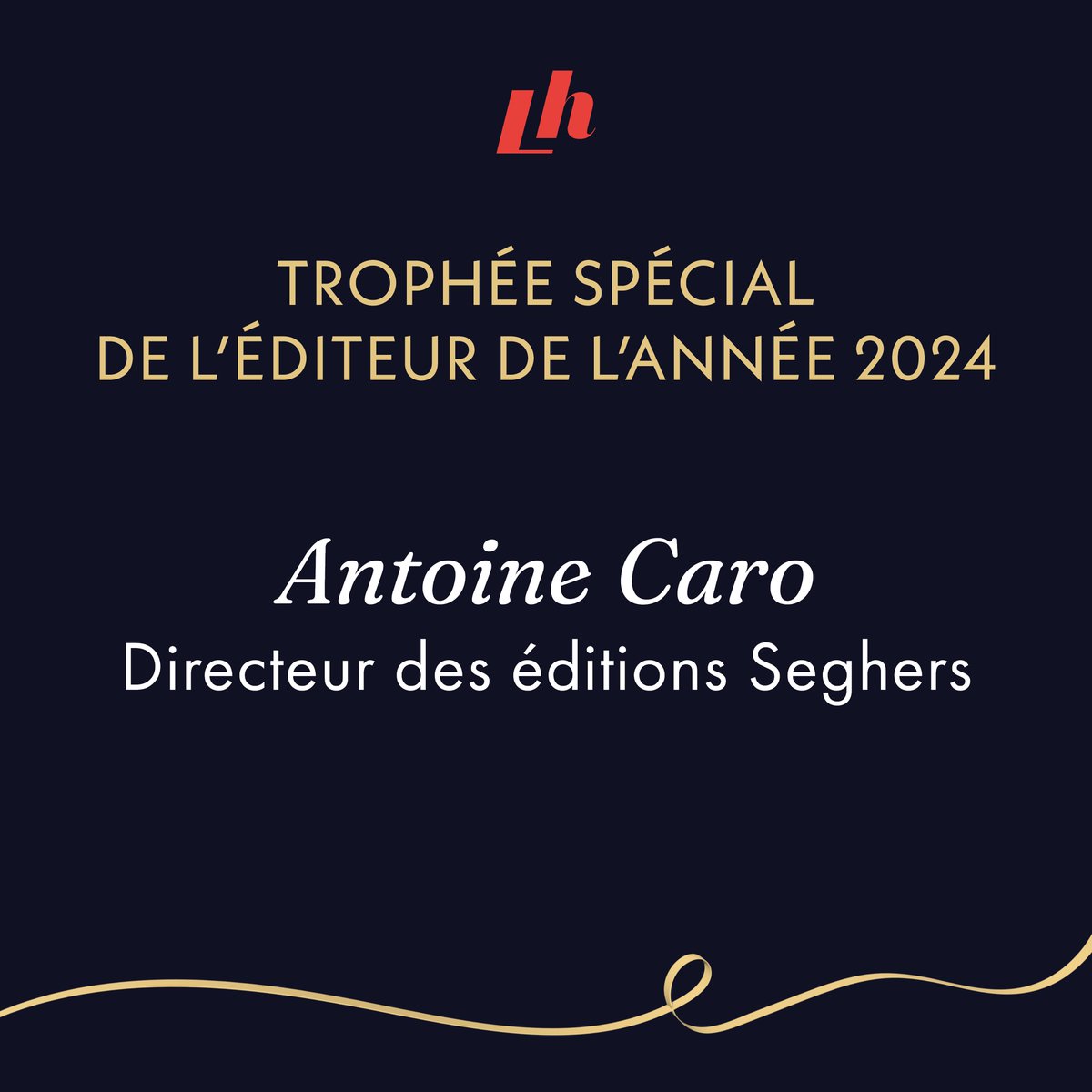 TROPHÉES DE L'ÉDITION 2024 🏆> Le Trophée spécial de l’Éditeur de l’année est attribué à Antoine Caro, directeur des <a href="/EditionsSeghers/">Éditions Seghers</a> !

#TropheesEdition