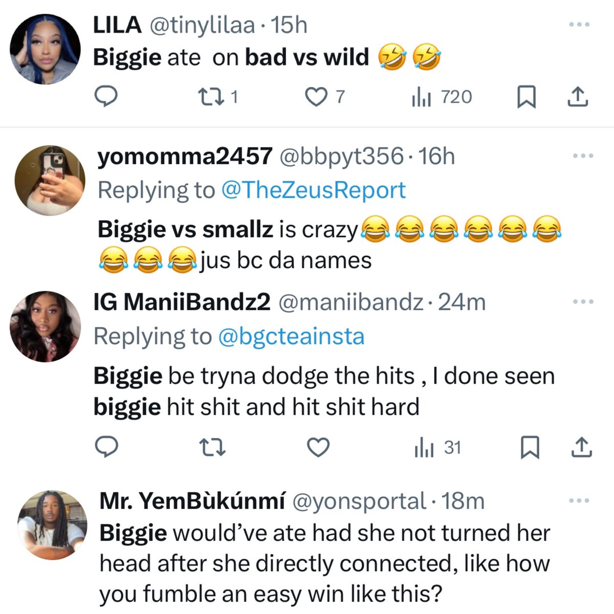 The_ZeusNetwork's tweet photo. OHKAY “BIG BIGGIE” @PVDBIGGIE !! 😜💪🏾 Fans took to TWITTER after #Biggie made an appearance on #BadVsWildLasVegas for TEAM WILD!! 👀😳 After FIGHTING her teammate #Smallz, fans had ALOT TO SAY 😯 … Swipe Right 👉🏾 to see &amp; comment your THOUGHTS on the #NaturalVsFake EPISODE👇🏾 https://t.co/PfPsfo4tmY