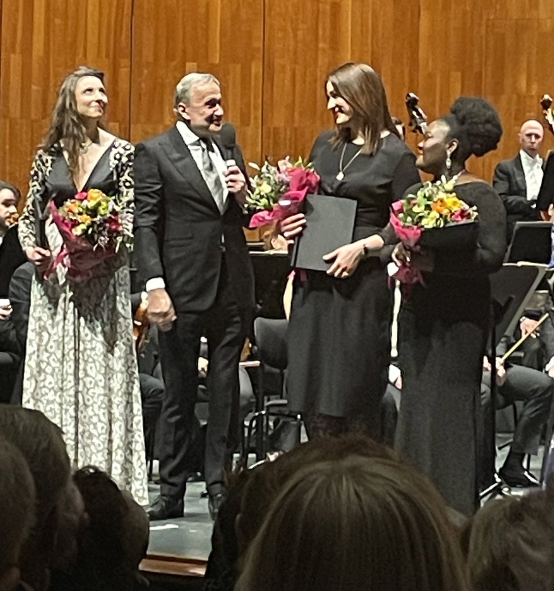 #CeciliaMasabaneRangwanasha , #LiseDavidsen #EveMaudHubeaux (r to l) awarded Karajan prize 2024 - Salzburg Easter Festival