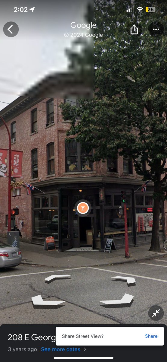 So, I had a quick look on publicly accessible Google Maps street view and it seems like it’s this building on the corner of Main and East Georgia. Sure would be interesting to know who hosted these scumbags in the heart of #ChinatownYVR. #vanpoli maps.app.goo.gl/uKU9pDiBS3N59x…