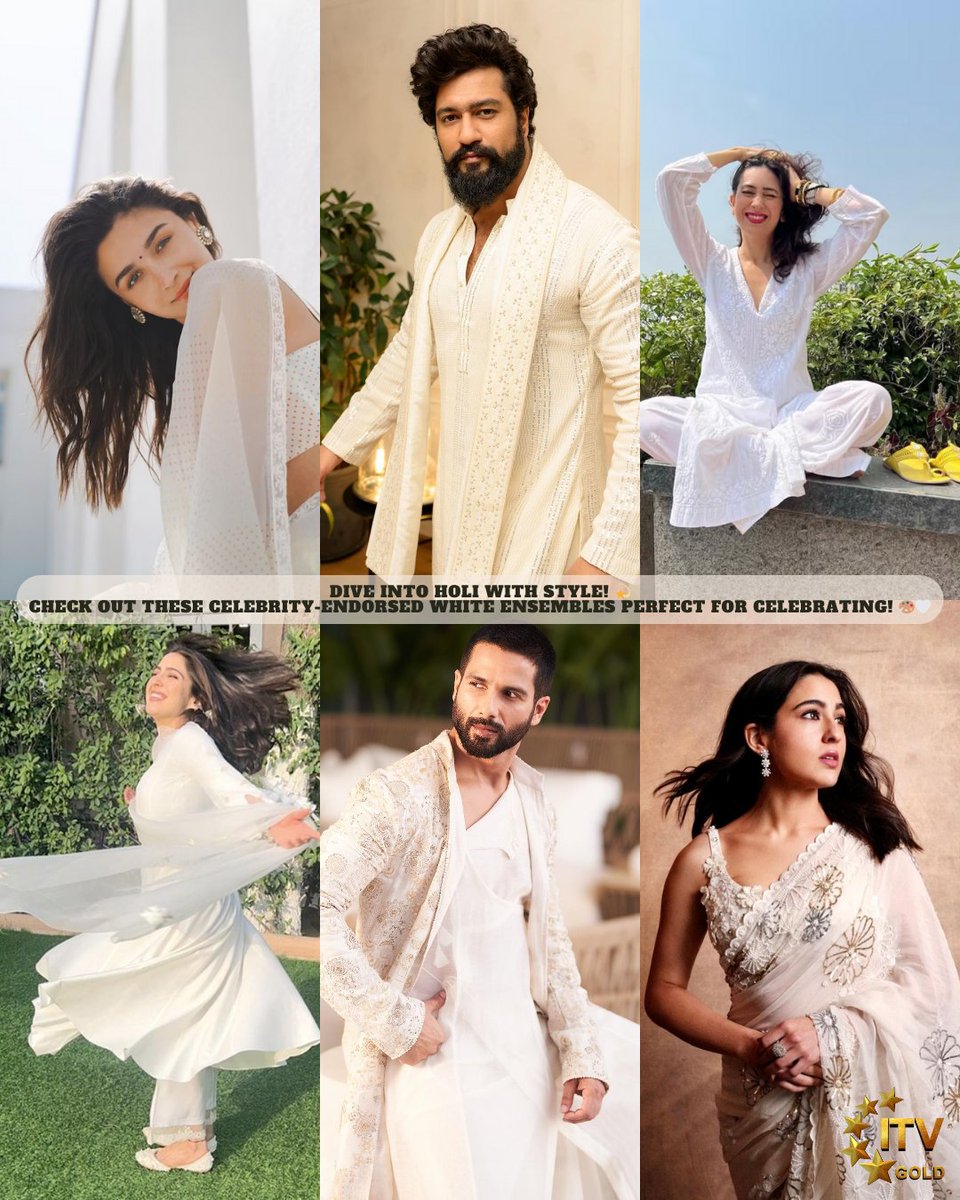 Take cues from #AliaBhatt's pristine white saree to #ShahidKapoor's dapper layered kurta to make a statement this Holi with celebrity-approved white outfits that blend tradition and trend! 🤍✨🎨

#StyleInspo #FestiveFlair #StylishHoli #CelebrityInspired #WhiteElegance…
