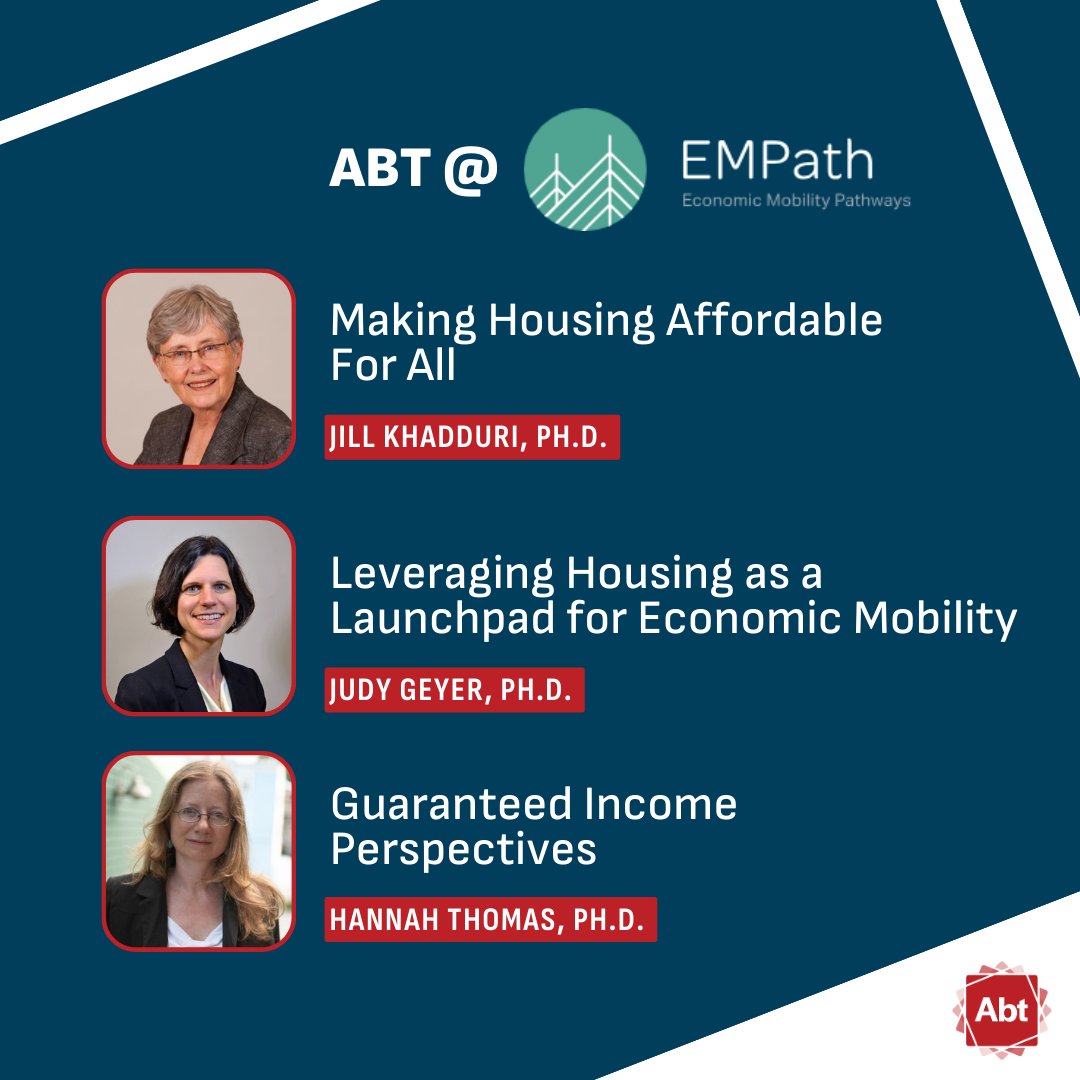 AbtGlobalImpact's tweet photo. We’re excited to present at the 2024 @DisruptPoverty conference!
From housing assistance programs to guaranteed income, our experts will share research findings and connect with fellow evaluators.
View the full #DisruptPoverty schedule here: https://t.co/WZHDGuFEA6 https://t.co/025QIoWDpi