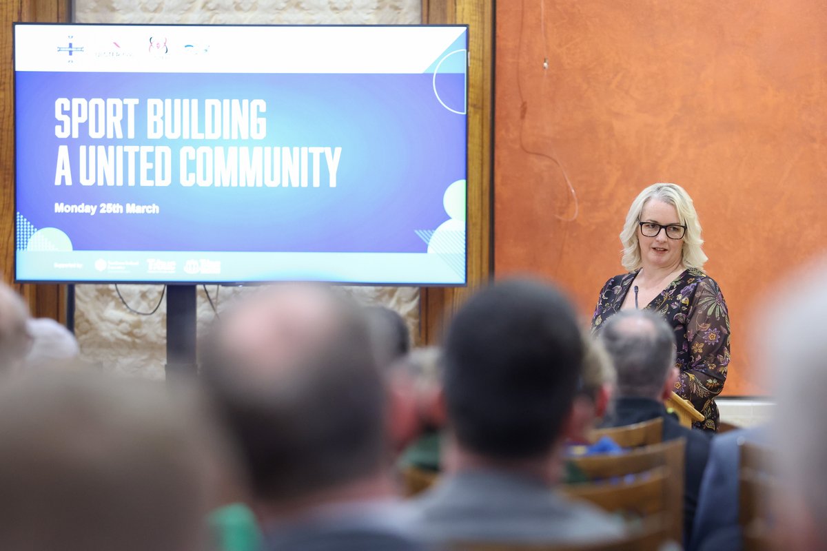 Speaking at tonight's Sport Building a United Community showcase at Parliament Buildings, Junior Minister Pam Cameron hailed the unifying effect of sport and the positive work of the @IrishFA, @UlsterRugby, @UlsterGAA, @BelfastGiants and other sports towards Good Relations.