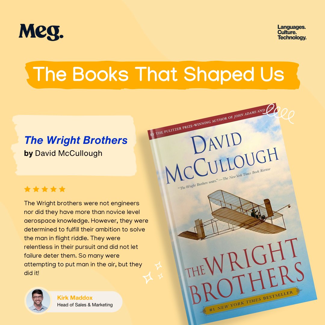 📖🌟 This month, check out Kirk's favorite book: 'The Wright Brothers.' A tale of resilience, innovation, and the incredible journey of two brothers who changed the world! #NationalReadingMonth #LiteraryInspiration