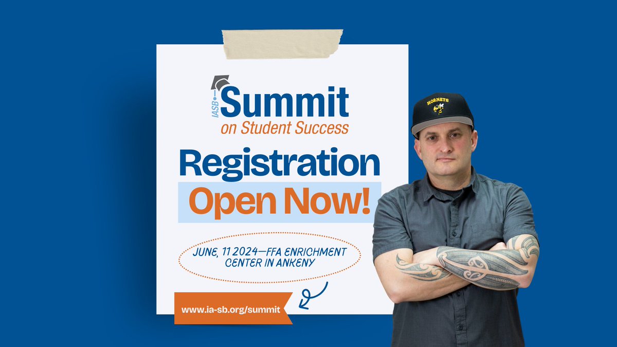 Registration for the 2nd Annual Summit on Student Success is officially open! Featuring engaging breakout sessions and an exciting keynote from Hamish Brewer, you won’t want to miss this event! To register and learn more, visit: ia-sb.org/summit 🤩