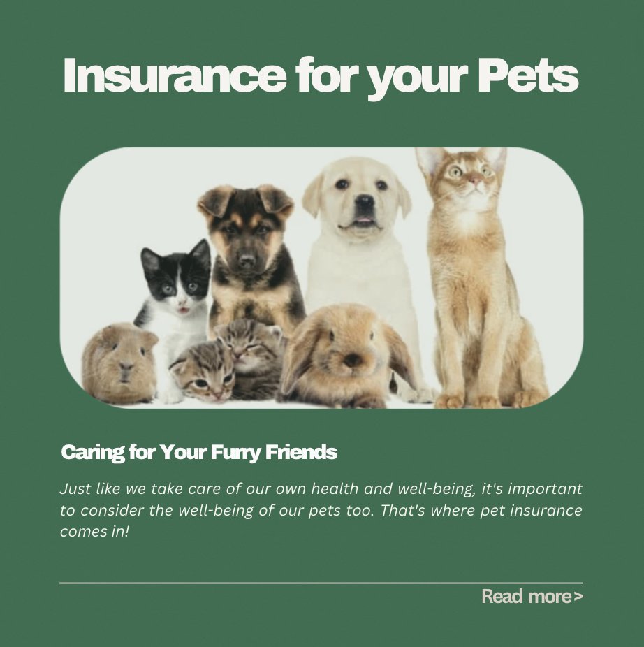 MidwestInsured's tweet photo. Just like we take care of our own health and well-being, it's important to consider the well-being of our pets too. That's where pet insurance comes in!

https://t.co/dZ93Y7XAq3 https://t.co/Wvsz5TZO7e