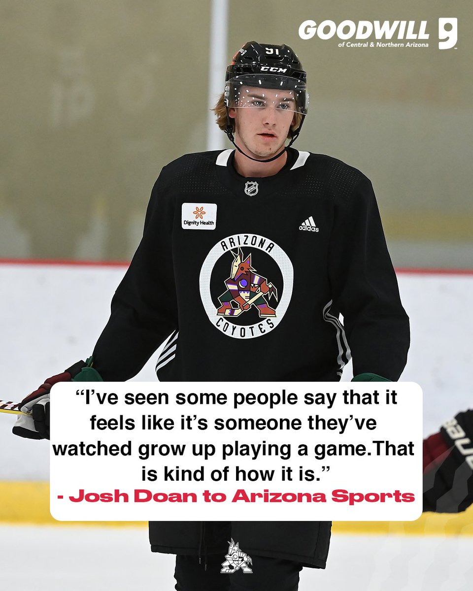 When Josh Doan makes his NHL debut, it'll be a big moment for his family. Although Josh says that after growing up here, all Arizonans feel like his extended family 🌵 ❤️️ #Yotes | @GoodwillAZ