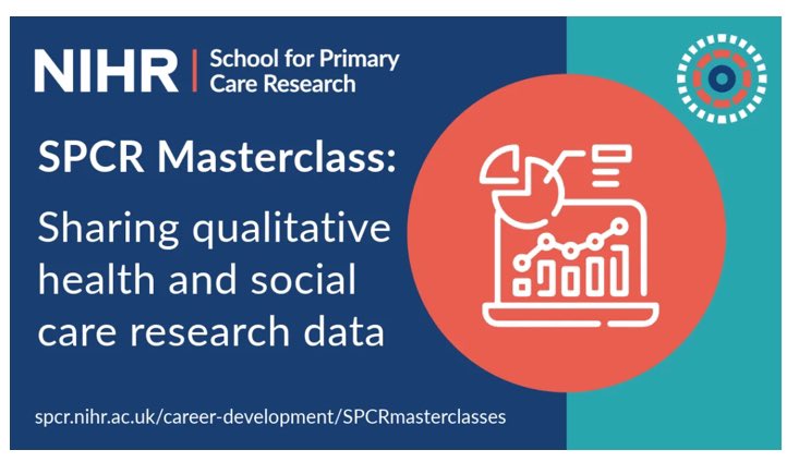 Spaces filling up for our @NIHRSPCR Masterclass on ‘Sharing qualitative health and social care research data’ Thurs 18th April at UCL. Make sure to register now. More details at the link: spcr.nihr.ac.uk/events/sharing…